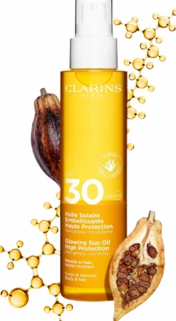 Clarins Sun Care Glowing Sun Oil High Protection for Body & Hair SPF30