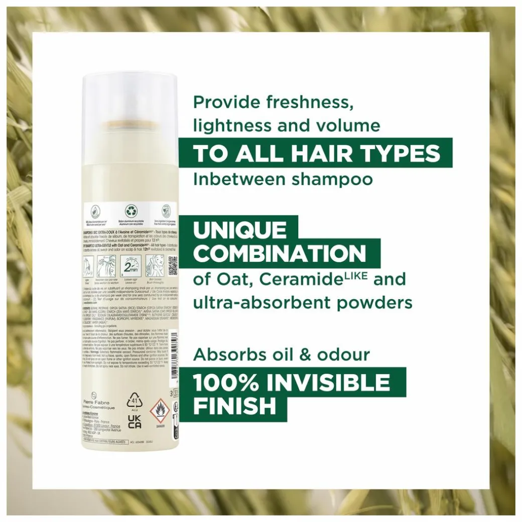Klorane Dry Shampoo: Oat & Ceramide for Soft, Fresh Hair
