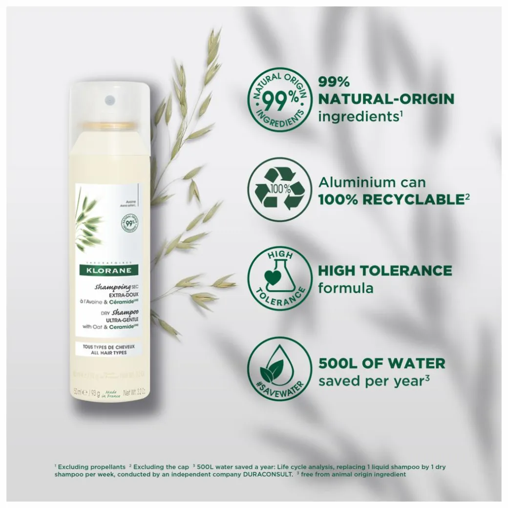 Klorane Dry Shampoo: Oat & Ceramide for Soft, Fresh Hair