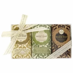 Nesti Dante Luxury Gold, Hemp and Black Soap 3 x 250g Gift Set